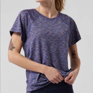 Athleta Ultimate Train Mesh Tee, Purple, Size Large